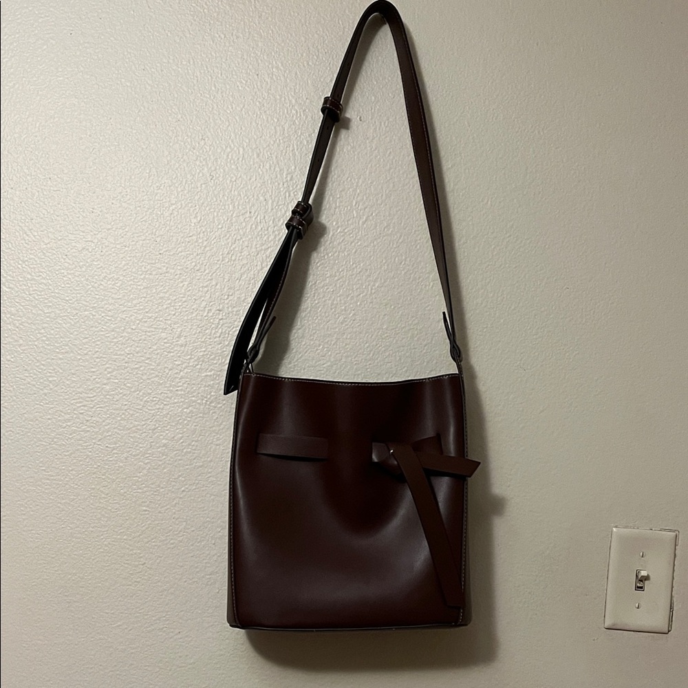 Zara Brown Leather Shoulder Bag
